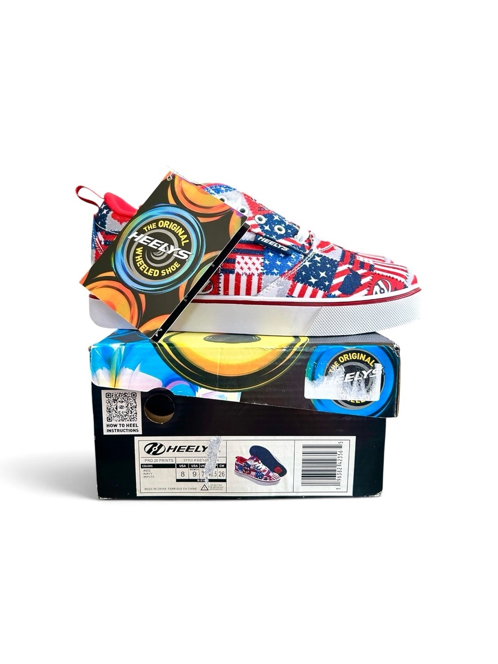 Heelys Men’s 8 RedWhite Patriotic American Flag Print Roller Skate Shoes Sneaker